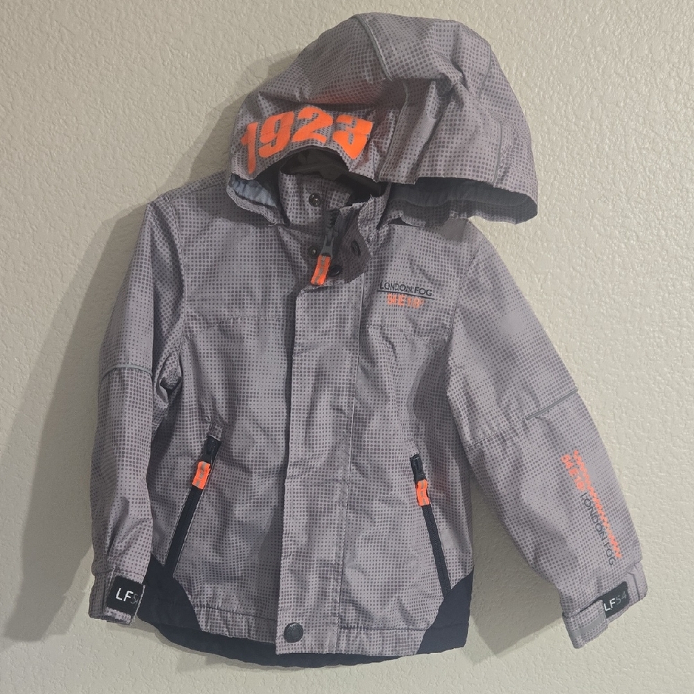 London Fog Kids Raincoat in Gray with Orange Accents